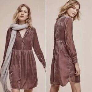 Anthropologie Holding Horses Velvet Plaid Dress Top